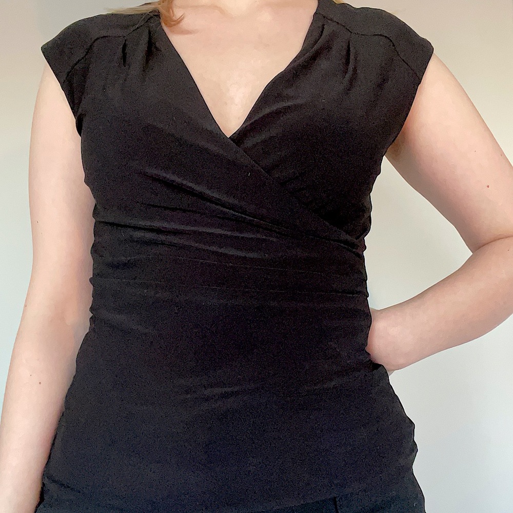 WHBM Faux Wrap Top